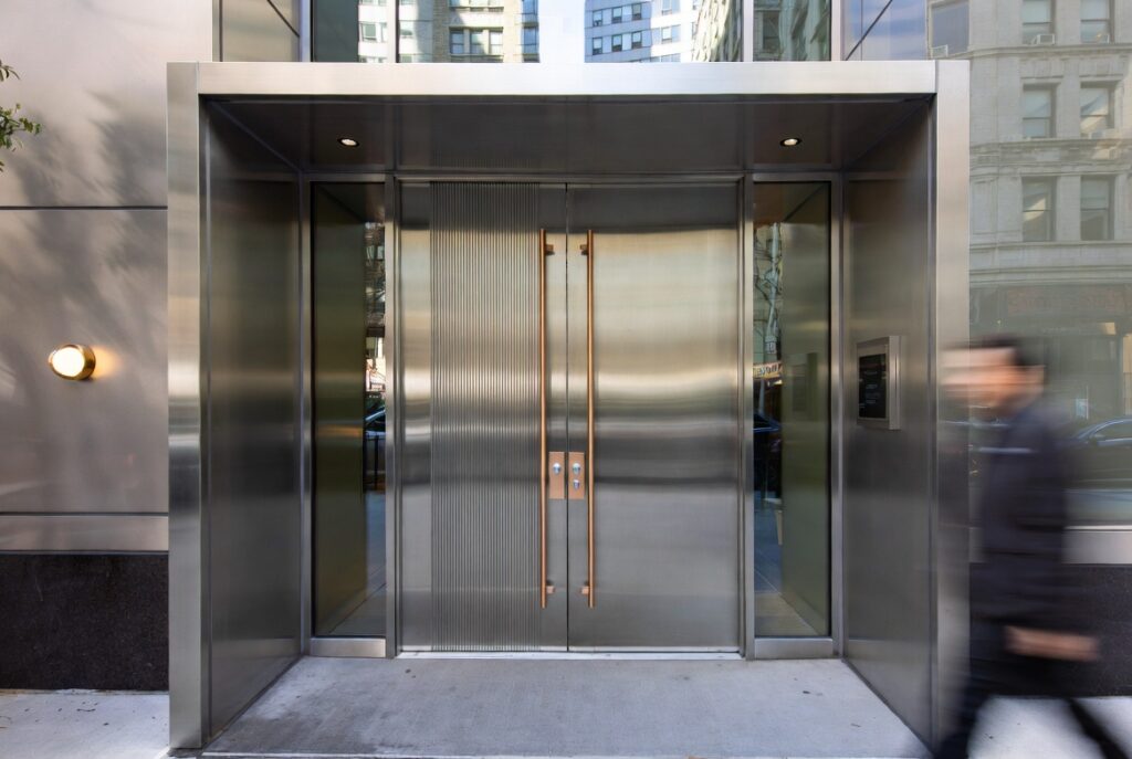 Brushed Stainless Steel Clad Double Entrance New York City