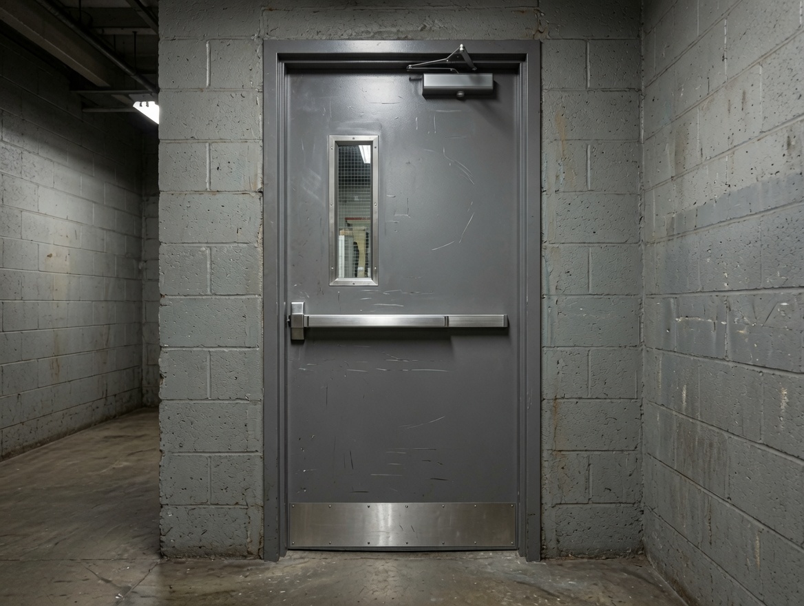 Double Hollow Metal Doors with Tall Rectangular Vision Lights