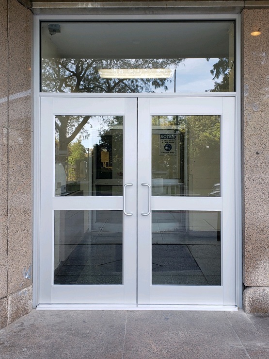 concealed panic exit device storefront installation